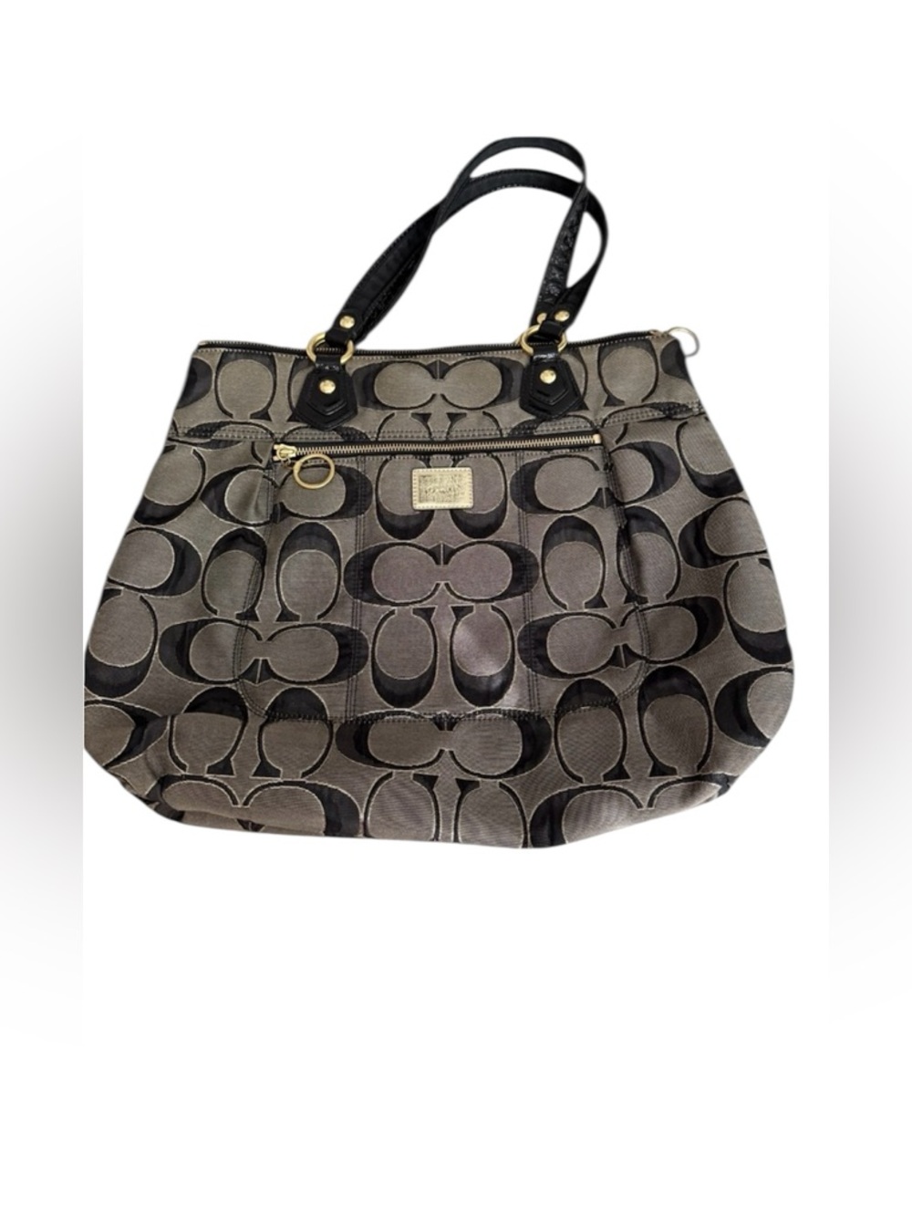 Coach Poppy Glam Signature Y2K black and gray large tote/shoulder bag